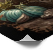 Zwarte kat in de tuin poster (Hoek)