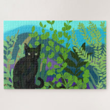 Zwarte kat in de tuin Puzzle