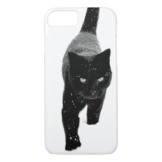 Zwarte kat in de witte sneeuw Case-Mate iPhone case (Achterkant)