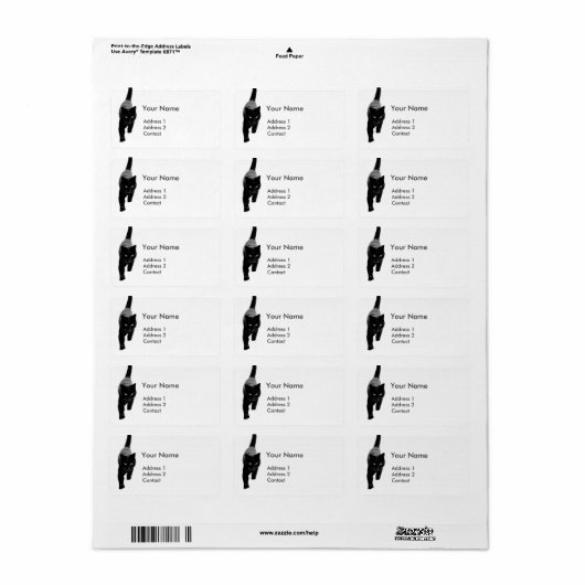 Zwarte kat in de witte sneeuw etiket (Full Sheet)