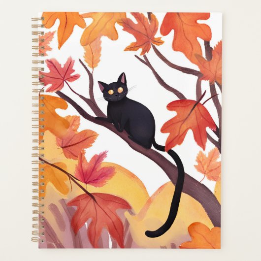 Zwarte Kat in een Boom | Herfst Herfst Griezelig S Planner (Voorkant)