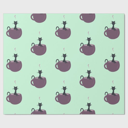 Zwarte kat in een Cup Groen Cadeaupapier (Vlak)