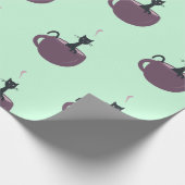 Zwarte kat in een Cup Groen Cadeaupapier (Hoek)
