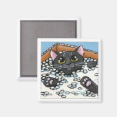 Zwarte Kat in een Doos van Verpakking Peanuts | Ka Magneet (Voorkant / Achterkant)