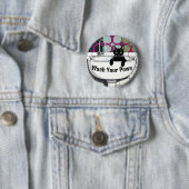 Zwarte kat in een gootsteen, wasruimte, waspoten ronde button 5,7 cm (In situ)