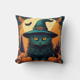 Zwarte kat in een heks Pet Kussen