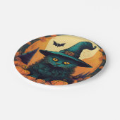 Zwarte kat in een heks Pet Papieren Bordje (Gekanteld)