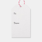 Zwarte kat in een kerstcadeautje met kerstcadeaus cadeaulabel (Achterkant)