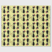 Zwarte kat in een kerstPet Cadeaupapier (Vlak)