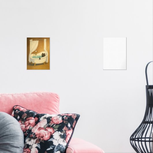 Zwarte kat in een klauwvoetbad Art Print Muurkunst Sets (Woonkamer)
