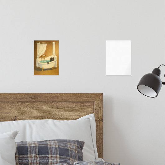 Zwarte kat in een klauwvoetbad Art Print Muurkunst Sets (Slaapkamer)