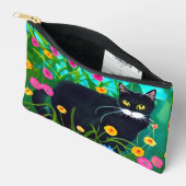 Zwarte kat in een kleurrijke bloementuin etui (Open)