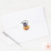 Zwarte kat in een pompoen | Halloween Sticker (Envelop)