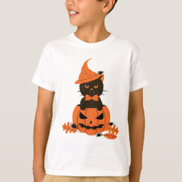 Zwarte kat in een pompoen, Halloween T-shirt