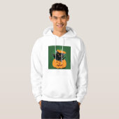 Zwarte kat in een pompoen Mannen hoodie (Voorkant volledig)
