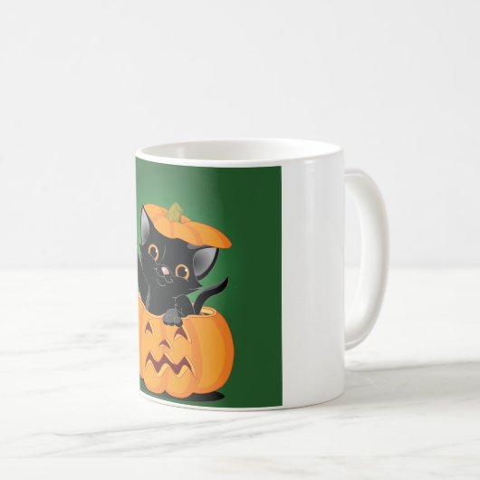Zwarte kat in een pompoen Mok (Voorkant rechts)