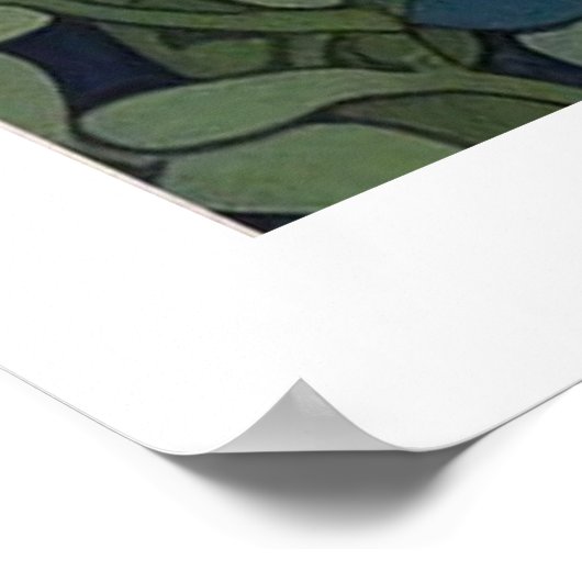 Zwarte kat in een tuin Poster (Hoek)