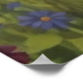 Zwarte kat in een tuin Poster (Hoek)