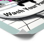 Zwarte kat in een wastafel, wasruimte, waspoten poster (Hoek)