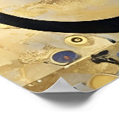  zwarte kat in gouden tint poster (Hoek)