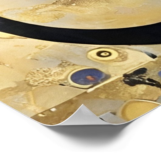  zwarte kat in gouden tint poster (Hoek)