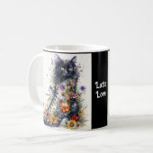 Zwarte kat in grillige Boot Latte Love Custom Koffiemok (Voorkant links)