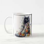 Zwarte kat in grillige Boot Latte Love Custom Koffiemok (Links)