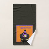 Zwarte kat in heks Pet Halloween Bathroom Towel Handdoek (Handdoek)