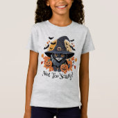 Zwarte kat in heks Pet Halloween T-shirt (Voorkant)