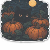 Zwarte kat in heks Pet - Matcha Latte Magic Classi Sticker (Voorkant)