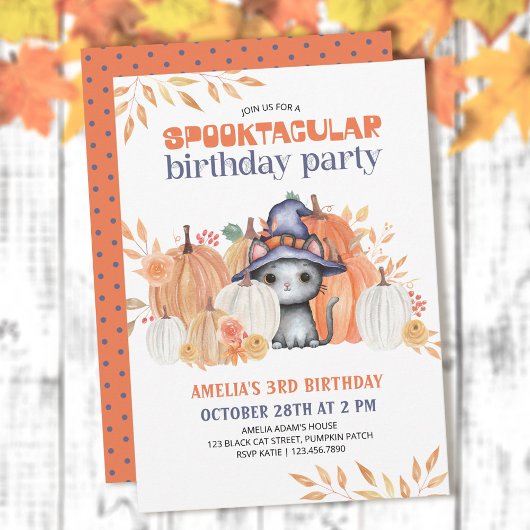 Zwarte kat in heks Pet Spooktaculaire kinderen Bir Kaart