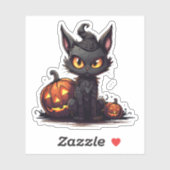 Zwarte kat in heks `s Pet Meowloween Halloween Sticker (Vel)
