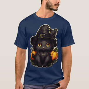 Zwarte kat in heksen Pet zwarte katten spooky hall T-shirt