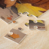 Zwarte Kat in Herfstbladeren Dankbaarheid Kunst Legpuzzel (Zijkant)
