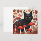 Zwarte Kat in het Herfstbos Feestdagenkaart (Voorkant / Achterkant)
