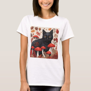 Zwarte Kat in het Herfstbos T-shirt