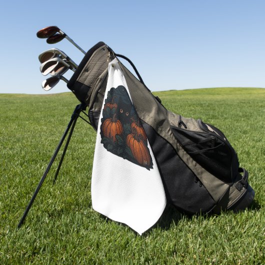 Zwarte kat in het klassieke T-shirt van Patch Golfhanddoek (Groen)