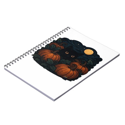 Zwarte kat in het klassieke T-shirt van Patch Notitieboek (Linkerzijde)