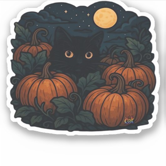 Zwarte kat in het klassieke T-shirt van Patch Sticker (Voorkant)