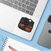 Zwarte kat in het klassieke T-shirt van Patch Sticker (Laptop met iPhone)