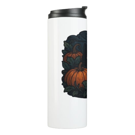 Zwarte kat in het klassieke T-shirt van Patch Thermosbeker (Gedraaid links)