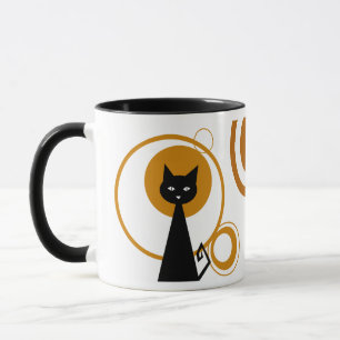 Zwarte kat in het maanlicht mok