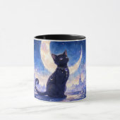 Zwarte Kat in het maanlicht mok (Midden)