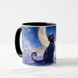 Zwarte Kat in het maanlicht mok