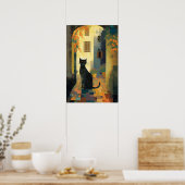 Zwarte kat in het Middellandse-Zeegebied Poster (Keuken)