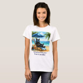 Zwarte kat in het paradijs Beach Time T-shirt (Voorkant volledig)