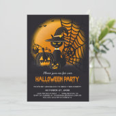 Zwarte kat in het Pet van de heks Web Pumpkins Hal Kaart (Staand voorkant)