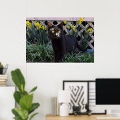 Zwarte kat in het Poster Daffodils (Thuiskantoor)