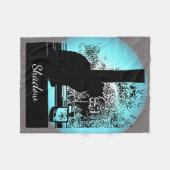 Zwarte kat in het raam fleece deken (Voorkant (Horizontaal))