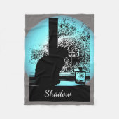 Zwarte kat in het raam fleece deken (Voorkant)